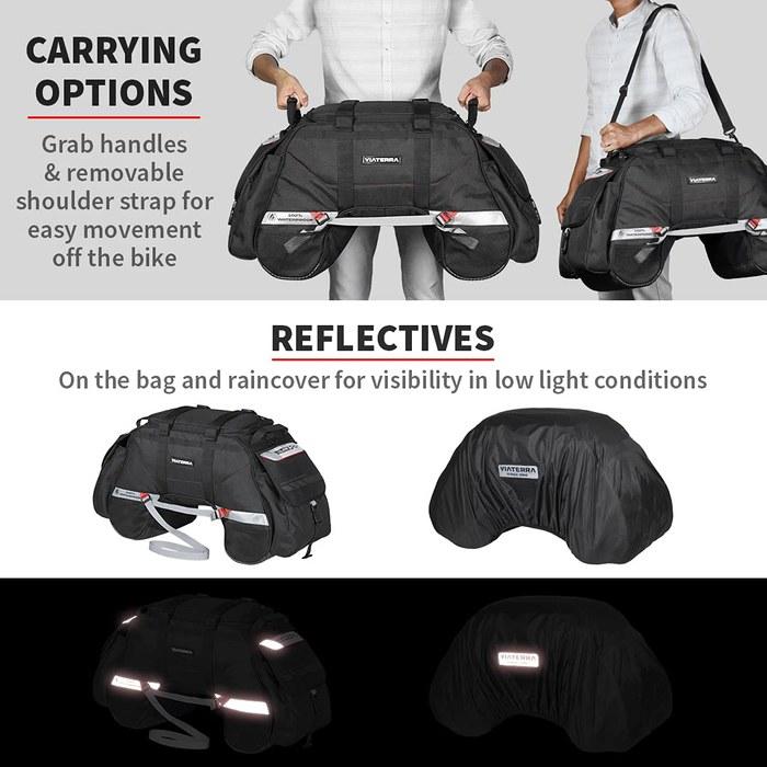 ViaTerra Claw 72L Waterproof Motorcycle Tail Bag Black
