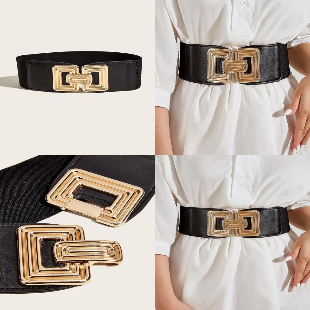 Stylish European And American Fashion Metal Waist Belt For Women Dress Decoration Wide Elastic Waistband