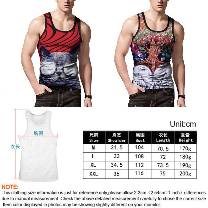 Mens Tank Summer Tops Vest Casual 3d Printed Graphics Tees Tshirts Sleeveless