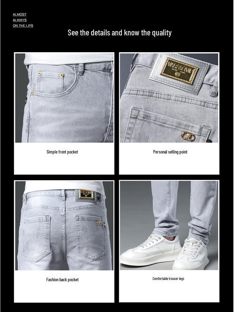 Pánské bílé džíny Slim Fit Light Wash – letní trendy elastické ležérní kalhoty