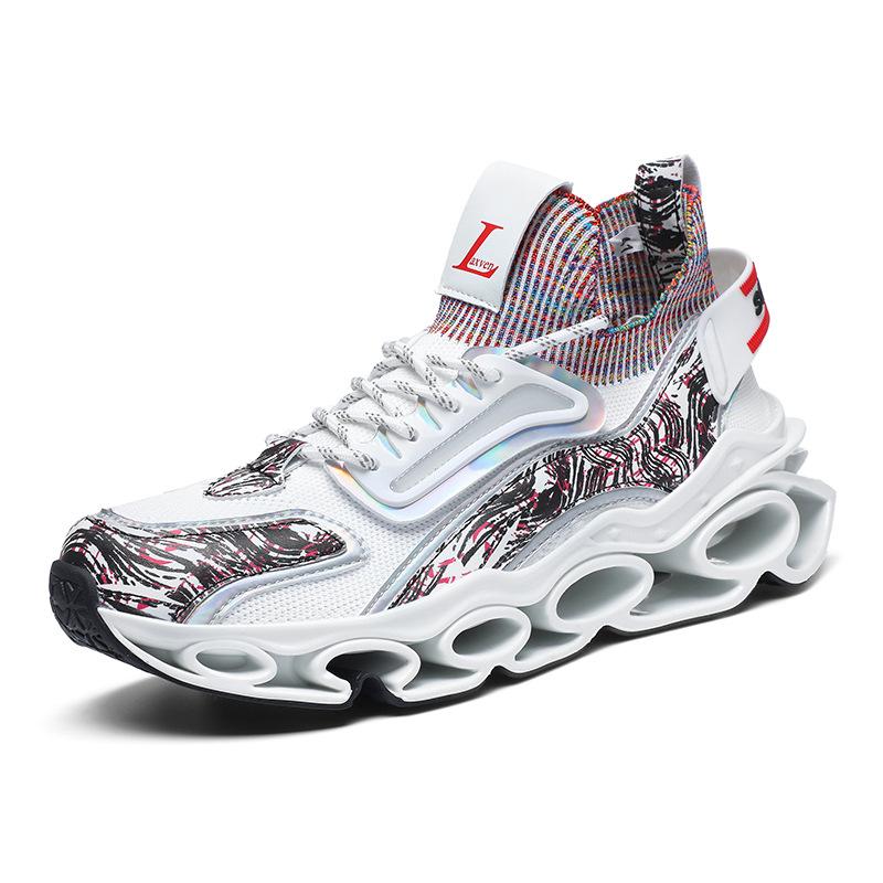 Men's shoes fly-woven breathable non-slip blade shoes autumn and winter new sports and leisure running shoes ultra-light platform men's trendy shoes