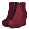 Bottines compensées Chaussures Femme Hiver Automne Mode Daim Synthétique Plateforme Bottine Courte Femme Chaussures Compensées Élégantes Femme Grande Taille