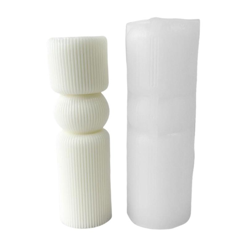 Flexible Silikonform, gestreifte, zylinderförmige Kerzenformen, duftende Aromatherapien, Herstellungsform, handgefertigte Ornamentform