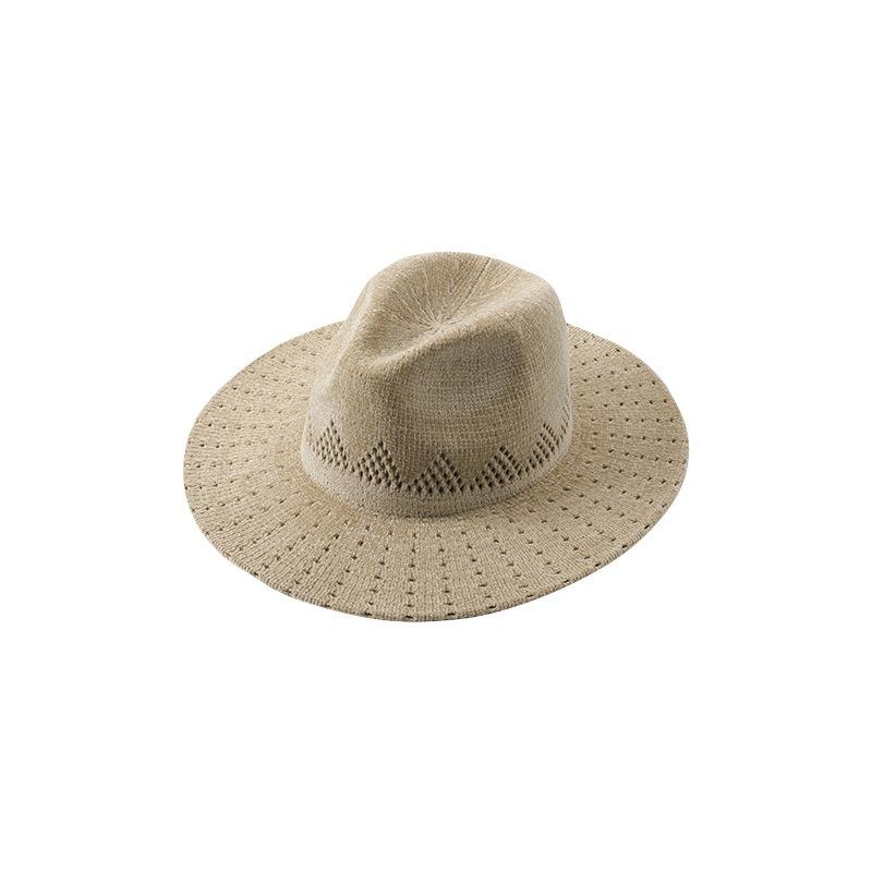 Solid Color Jacquard Hat Flat Edge Big Edge Sun Hat British Jazz Hat Top Hat