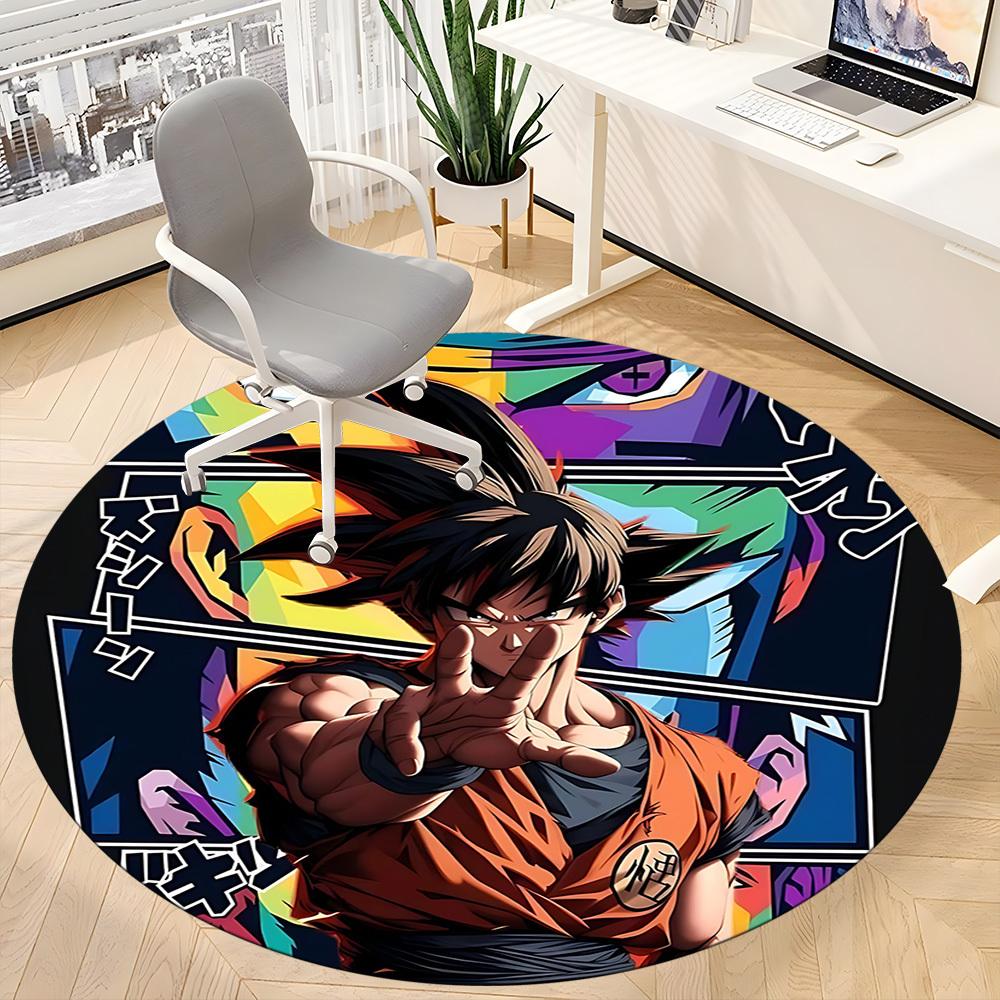 1pc Goku, Saiyan Office Round Area Rug, Indoor Mat Suitable For Office,Bedroom Living Room Home Decor, Room Deco A0926206