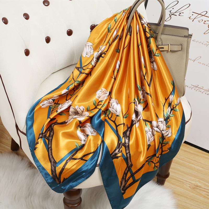 90 Square Scarves, Silk Scarves, Women's New Spring and Summer High-end Sense Versatile, Thin Scarves, Shawls Outside