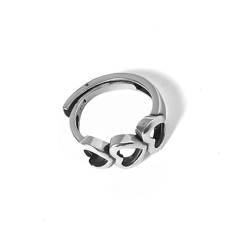 925 Pure Fashionable Silver Hip Hop Style Smiling Face Star And Heart Ring For Stylish Occasions