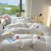 Gu Ling Wei Washed Cotton Four-piece Set Cartoon Dopamine Quilt Cover Sheet Dormitory Three-piece Set