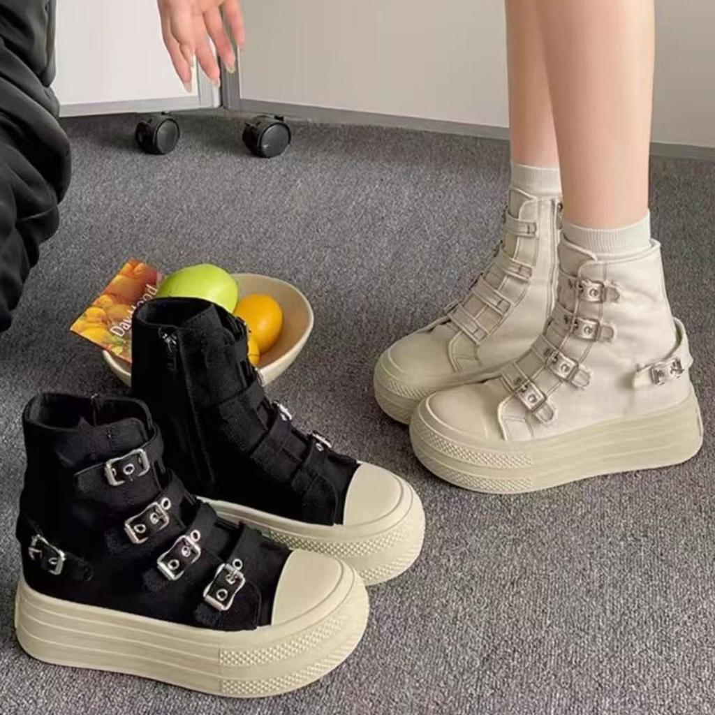 2025 Autumn Women's Thick-Soled Canvas Flats - Casual Korean Style