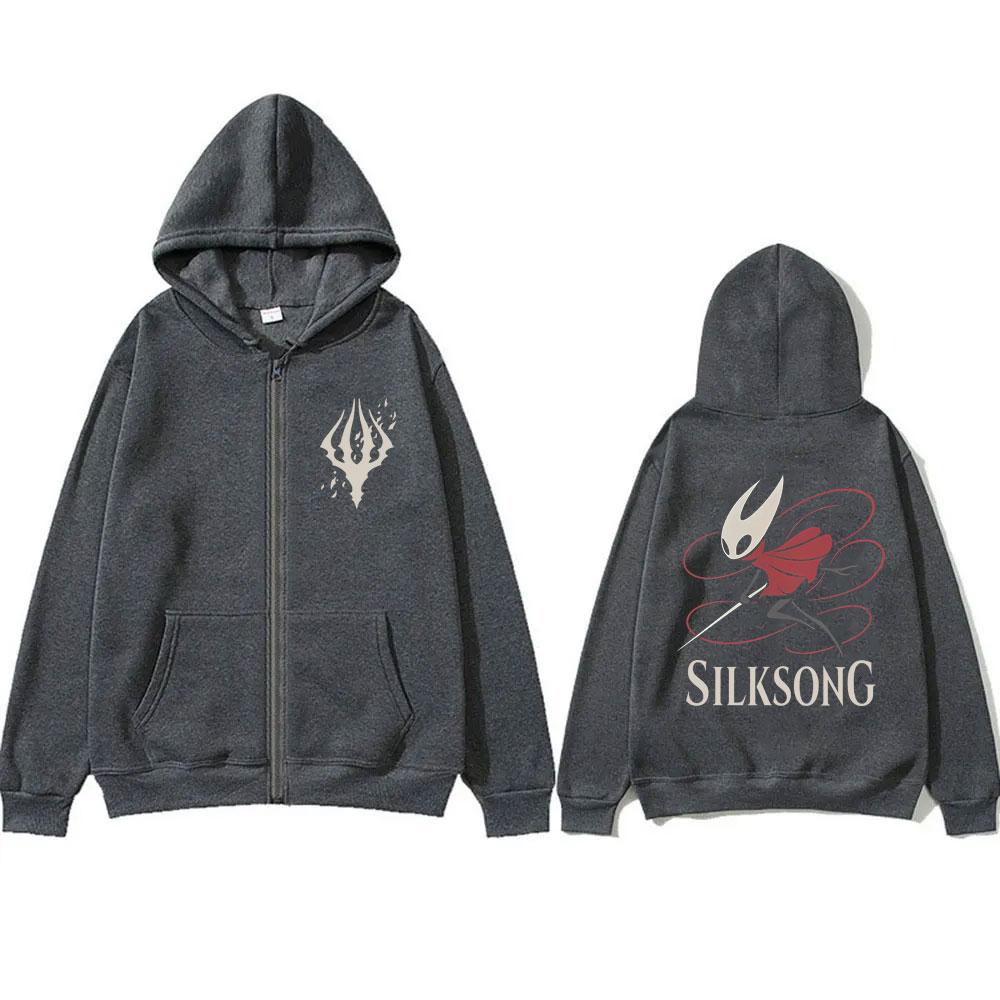 Game Hollow Knight Graphic Zipper Hoodie Men's Women's Casual Oversized Zip Up Hoodies Unisex Fashion Vintage Fleece Jacket Coat