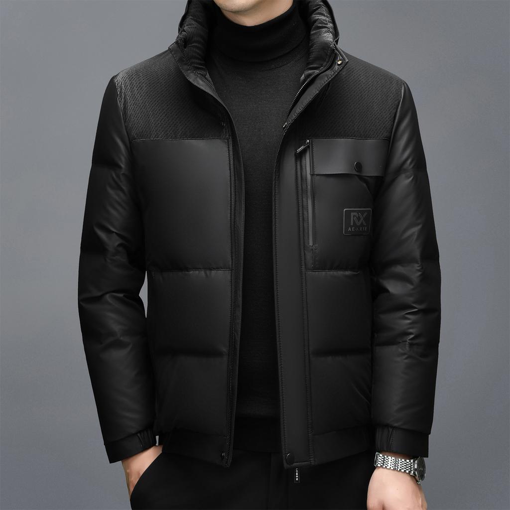 Down jacket middle-aged and young Haining men's genuine leather jacket thickened casual loose jacket jacket large size jacket dad outfit