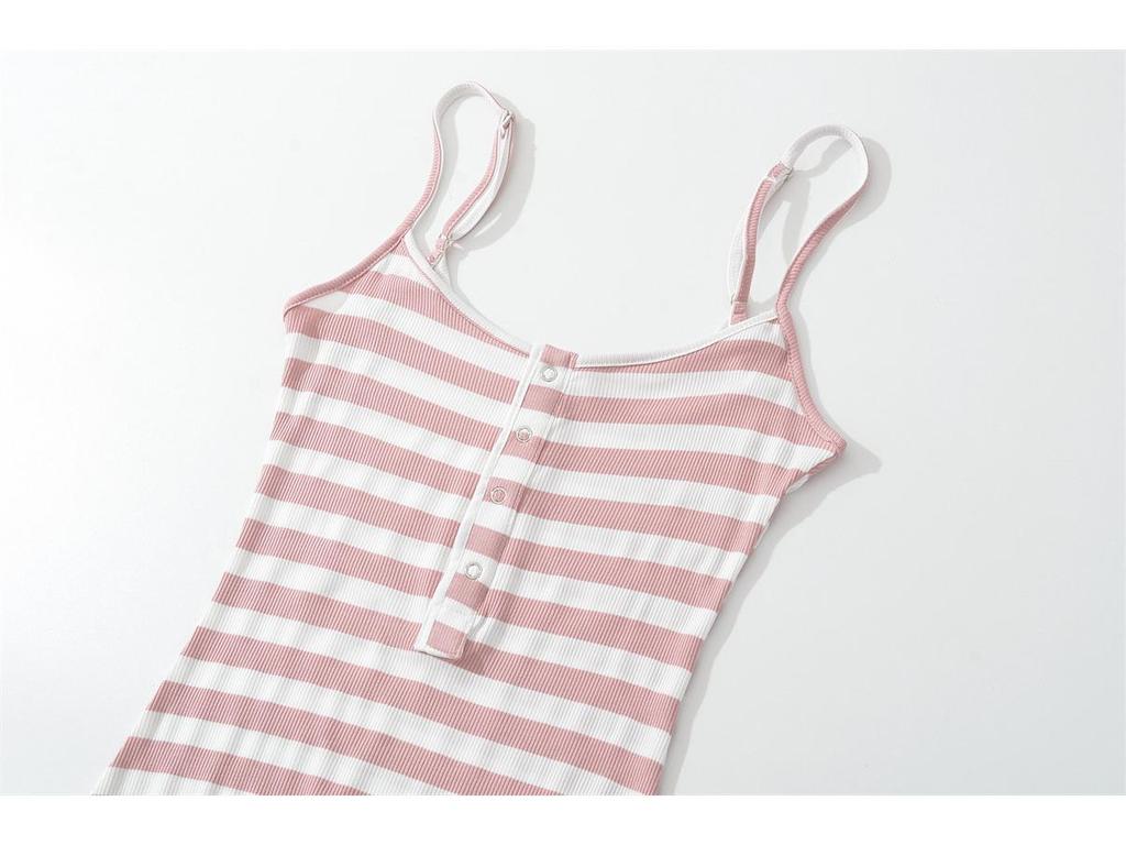 Korean Style Striped Camisole Dress: Elegant, Sleeveless, Off-Shoulder Bodycon Long Skirt