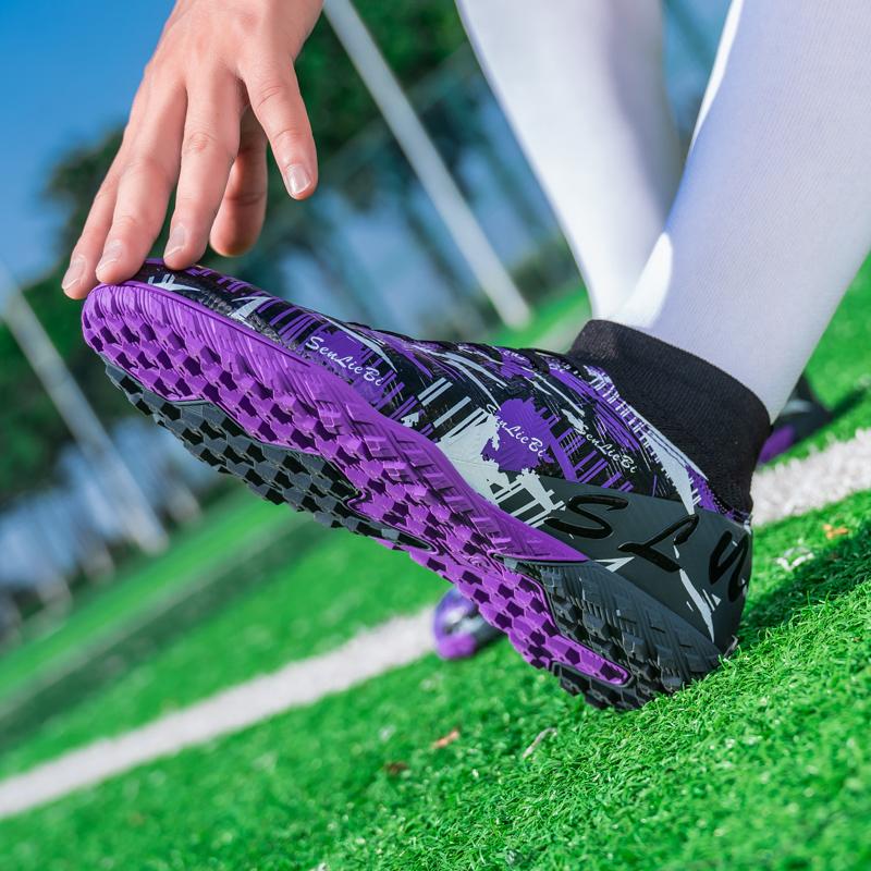 Men/kid's Football Boots Leather Soccer Shoe Rubber Soft Sole Short Nail Artificial Turf Youth Children Football Shoes Mens Football Shoes