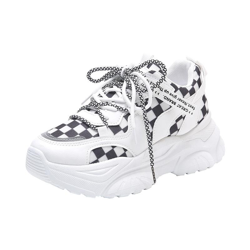 

Обувь для папы, детская осенняя новинка, модная универсальная клетчатая обувь на платформе для спорта и отдыха для студентов 40 чёрный