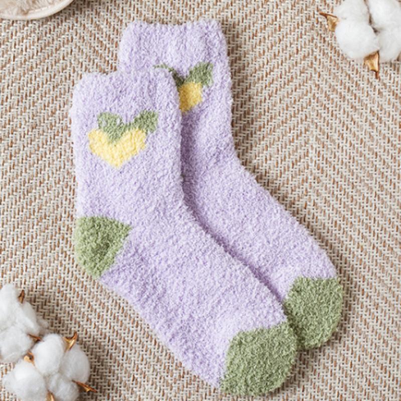 Daiso Double Heart Sleep Socks Purple
