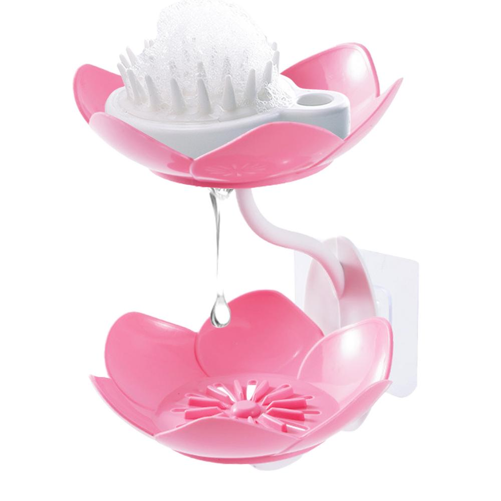 Soap Dish For Bathroom Dish Double Layer Soap Holder Tray Flowers Shape Wall Mounted Bathroom Soap Dishes For Shower Bath