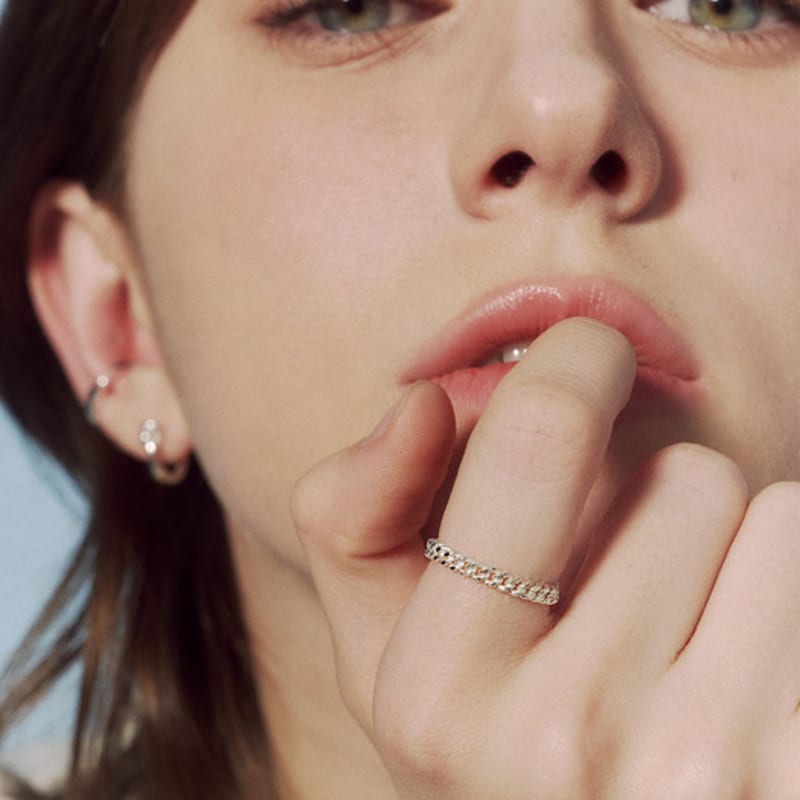 JUDY AND PAUL [925 Silver] Louise Basic All-Silver Chain Ring