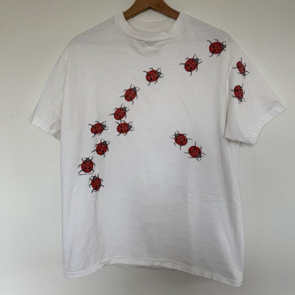 

Vintage 80s Ladybug TShirt Medium Large Single Stitch USA Nature Ladybugs Tee Unisex T-Shirt XL
