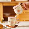 Cute Girl Heart with Cover Mug Cartoon Dessert Bear High Looking Office Ceramic Water Cup Birthday Souvenir