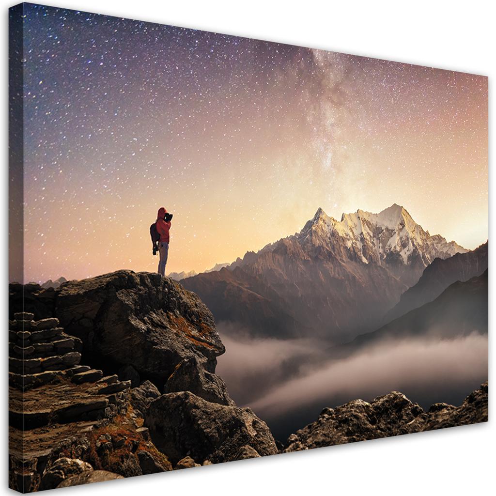 Canvas Print, Mountain Climbing Stars Sky