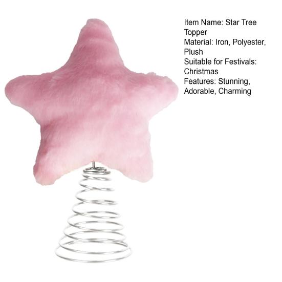 Star Tree Topper Furry Star Christmas Treetop Ornaments for Winter