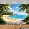 Tropical Beach Backdrop with Palm Trees and Ocean Waves, Indoor Outdoor Party and Wedding Photo Banner