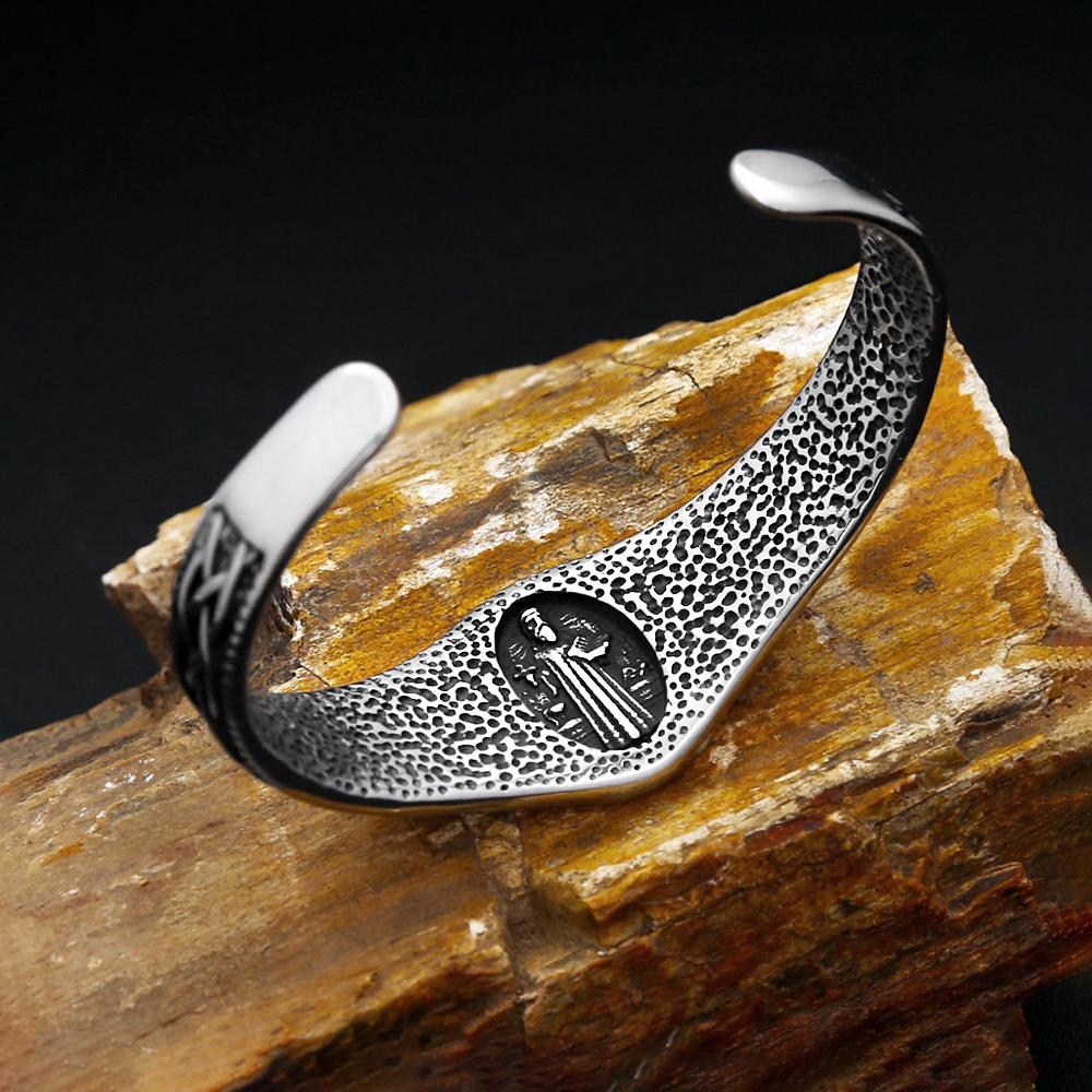 New Classic Saint Benedict Bracelet For Men Women Stainless Steel Fashion Cross Opening Bangles Biker Jewelry Dropshipping