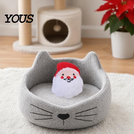 Santa Claus Cat Toy Christmas Catnip Plush Toys, Reindeer Gingerbread Stuffed Animal, Interactive Holiday Durable Chew Resistant for Kittens, Pet
