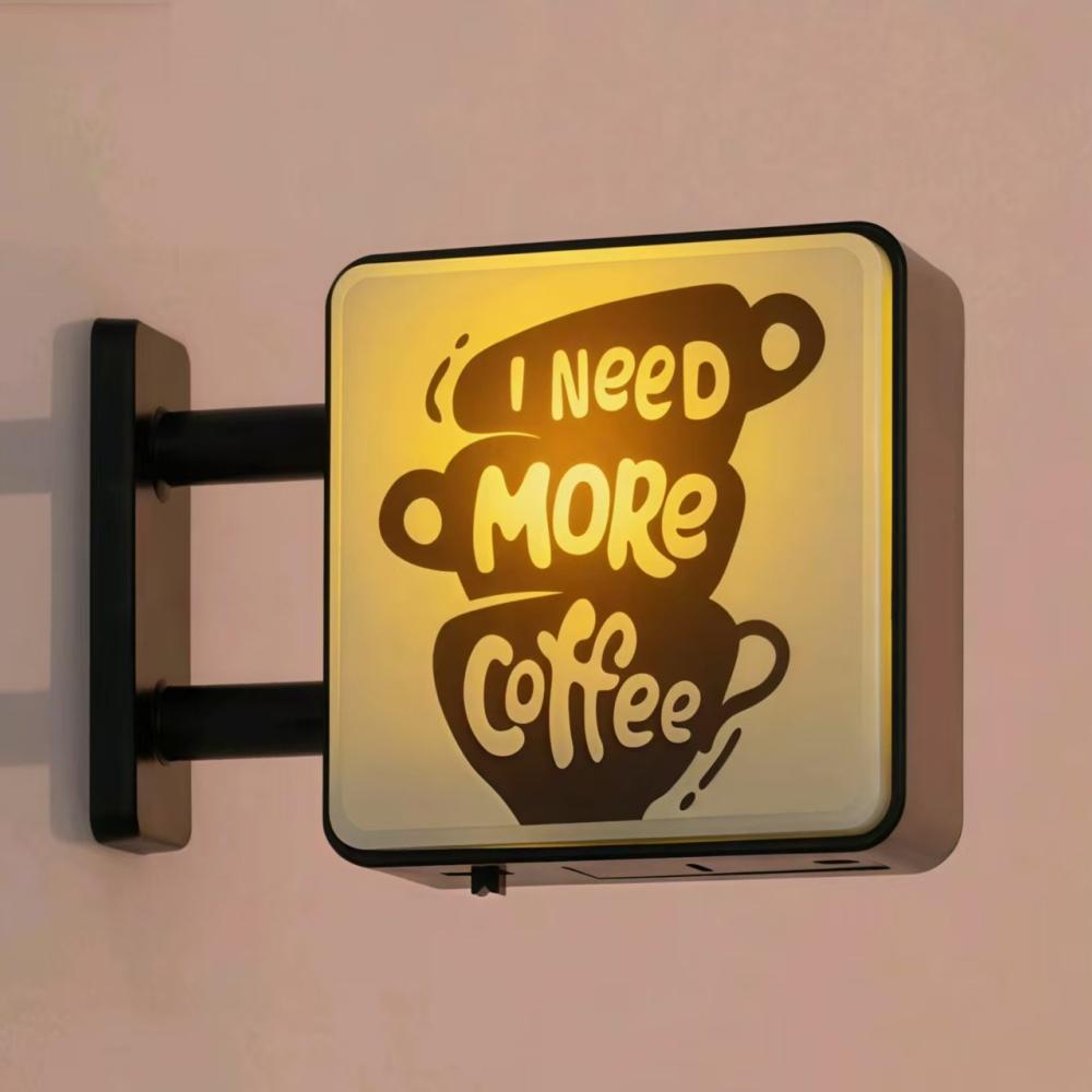 Retro Kaffee-Ecke Kreative Atmosphäre Lichtschild Kühlschrankmagnet Magnetisch Zuhause Miniatur-Lochblech Kaffeehaus Leuchtende Dekoration