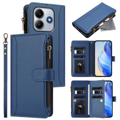 For Xiaomi Redmi Note 14 5G (China)/Xiaomi Poco M7 Pro 5G/Xiaomi Redmi Note 14 5G Case 9 Card Slots Zipper Wallet Stand Phone Cover with Wrist Strap