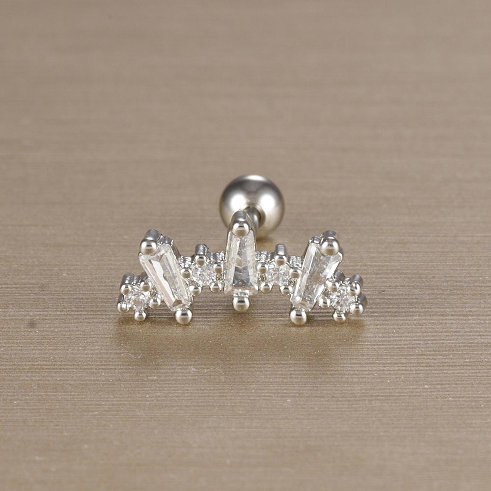 1 Stück 316L Edelstahl Geometrie Ohrstecker Für Frauen Mode Stern Mond Lappen Daith Helix Knorpel Ohrring Piercing Zirkon