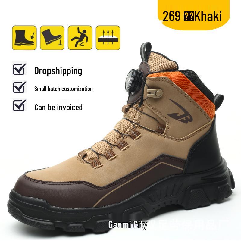 Men’s Four-Season Steel Toe Safety Boots: Anti-Smash, Anti-Puncture, Wear-Resistant, Comfortable High-Top Work Shoes