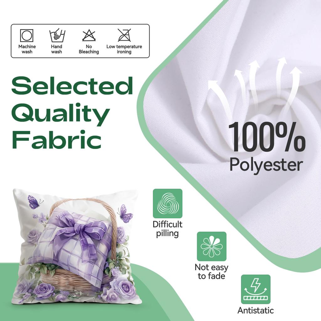 Purple Lavender Rose Cushion Cover Bedroom Car Home Sofa Decorative Pillowcase Vintage Throw Pillow Case