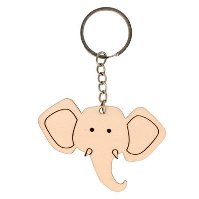 Wooden Elephant Head Keychain