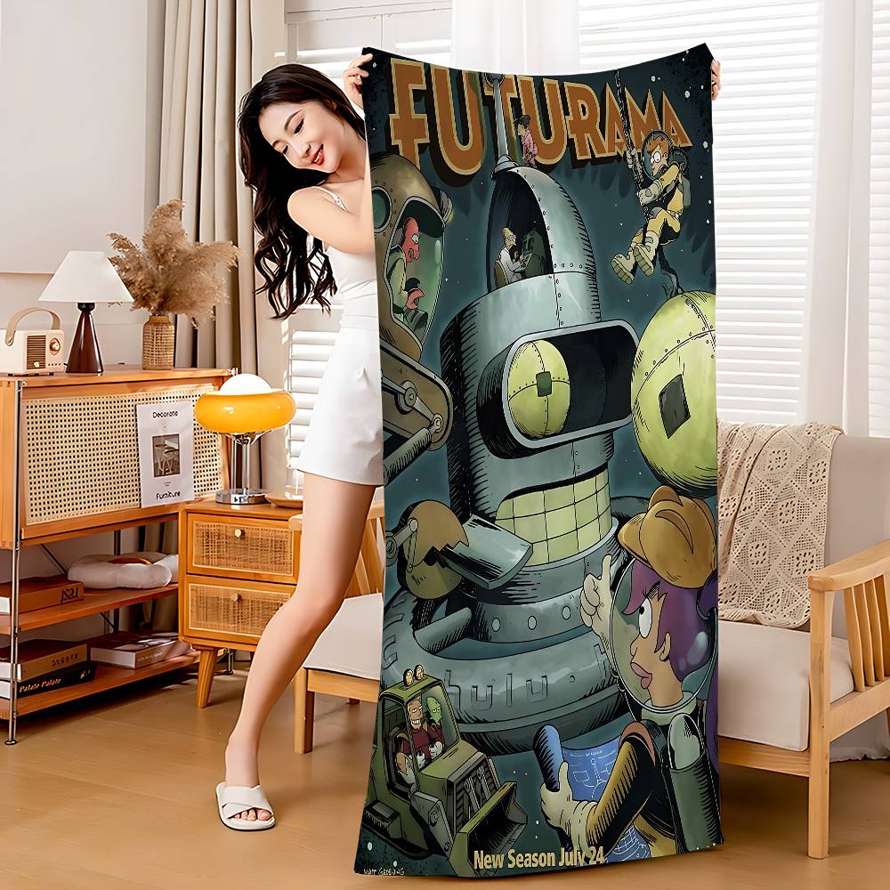 

Cartoon F-Futuramas Anime Beach Swimming Towel Soft Absorbent Washcloth Children s Gifts For Kids Travel Camping Gym W30*H60(CM)