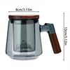 Wood Handle Tea Separation Mug High Borosilicate Glass Clear Teapot Tea Pitcher  Afternoon Tea