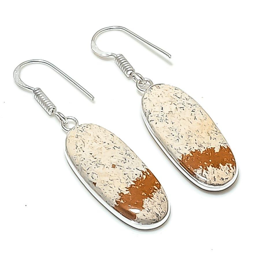 Natural Picture Jasper Gemstone 925 Sterling Silver Jewelry Earring 1.85  AEE-11028