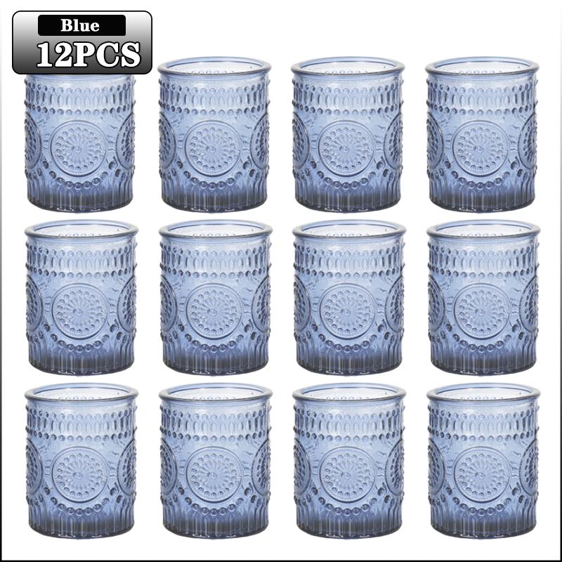 12PCS Votive Glass Candle Holders Candle Jars Empty Containers for Candle Making DIY Crafts Christmas Halloween Gift Supplies