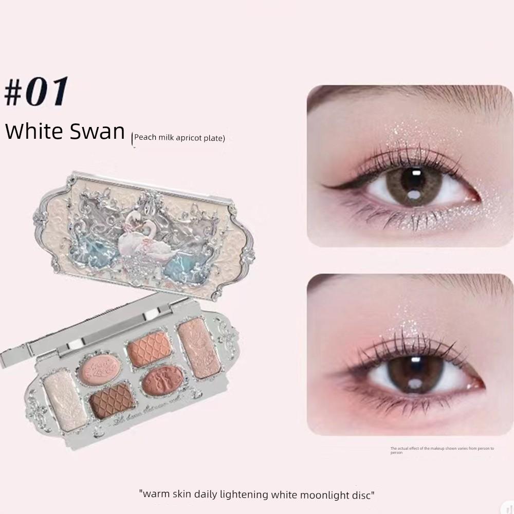 Flower Knows Swan Ballet Series Six-Color Eyeshadow 01 White Swan 03 Pink Swan 6.5g Full-Size with Sealable Packaging Genuine Product