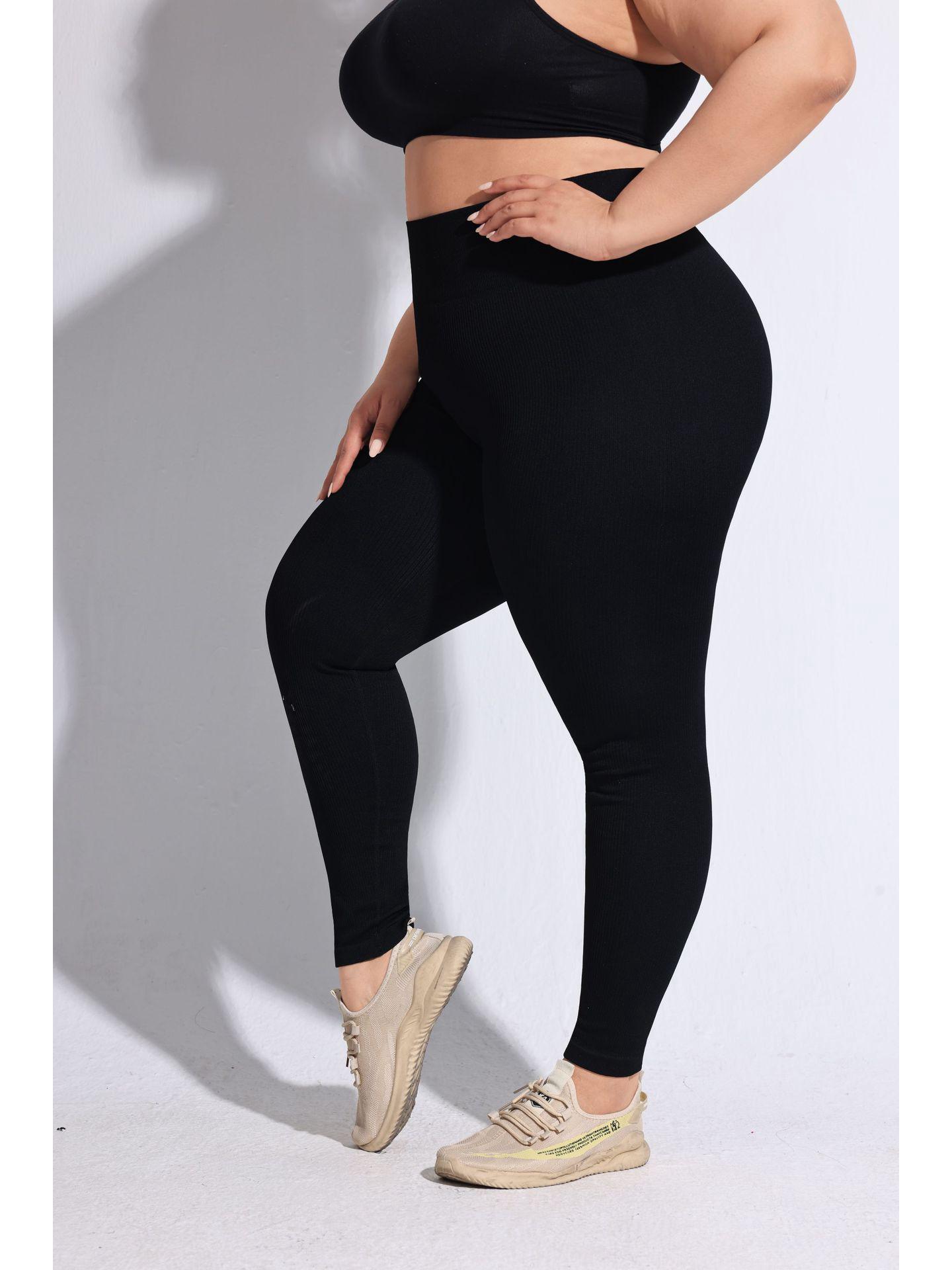 

Women s Plus Size High Waist Seamless Yoga Pants for Running and Fitness XXXXL чорний