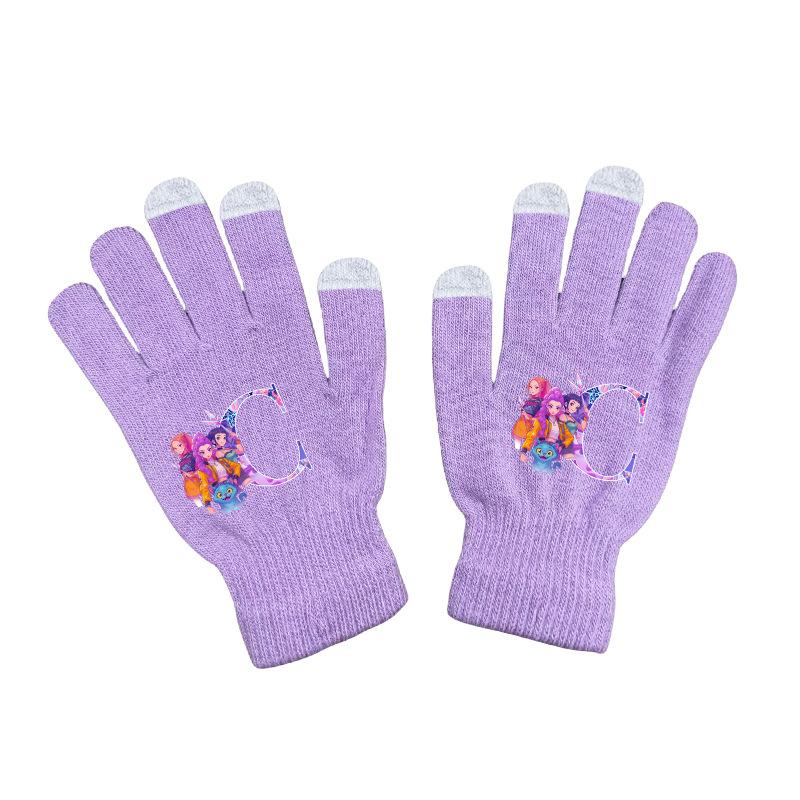 Demon Hunters Anime Gloves Winter Warm Gloves Cartoon Letter Print KPOP Gifts for Boys Girls Adult Birthday Cute
