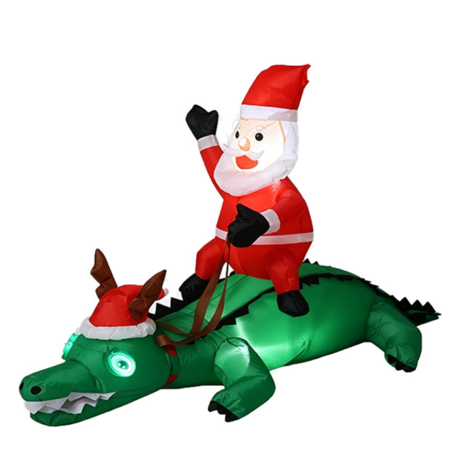 Outdoor Inflatable Santa on Crocodile |