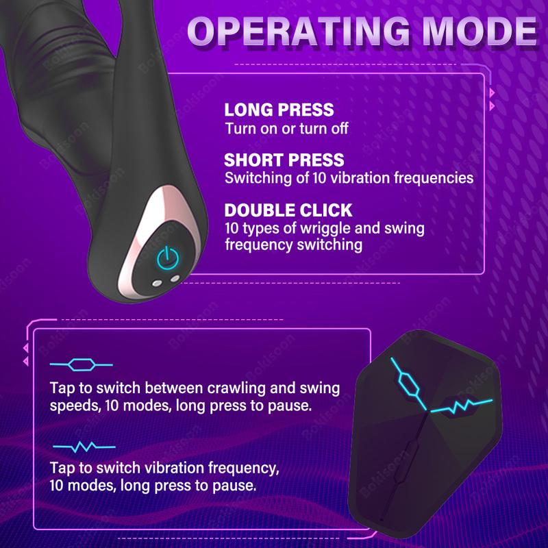 9 Wiggling Swaying Vibrating Anal Vibrator with Cock Ring Thrusting Prostate Massager 3 Powerful Motors Butt Plug