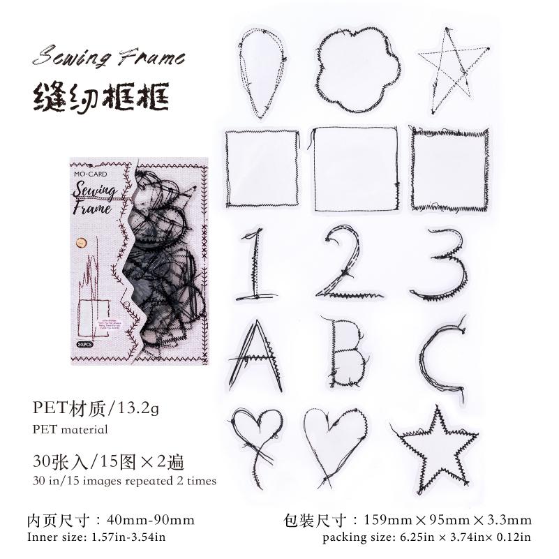 

30pcs Sewing Studio Series Creative Sewing Line Traces PET Stickers DIY Diary Scrapbook Handmade Aesthetic Stickers