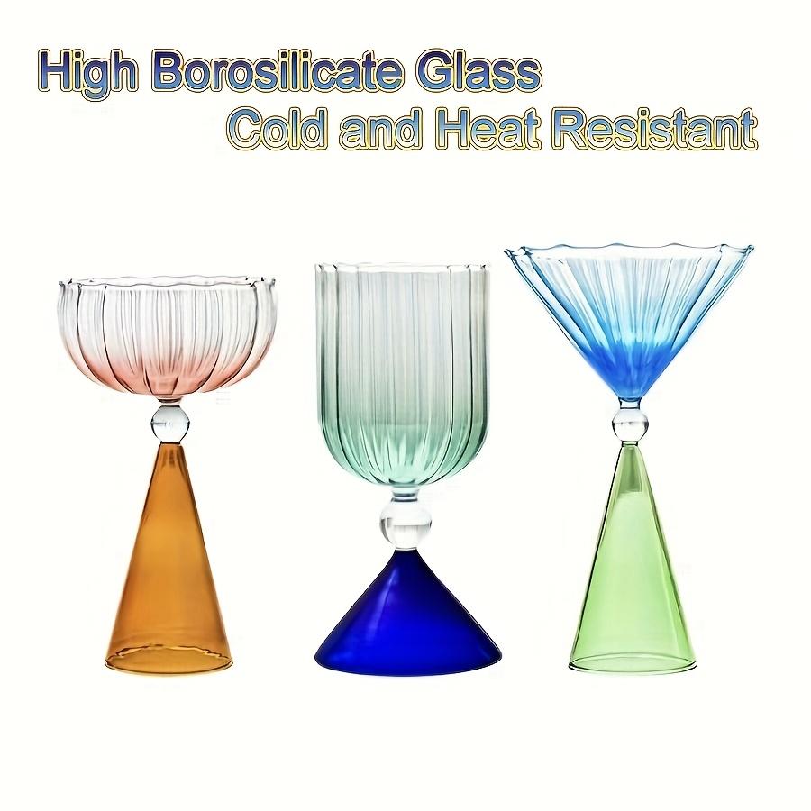 3pcs Gradient High Borosilicate Glass Goblets, Champagne, Wine, Cocktail Stemmed Glasses, Suitable for Wines, Coffee, Juice, Milk, Gifts