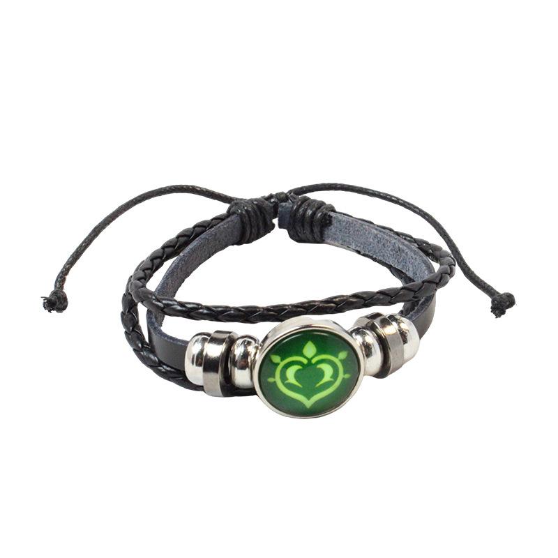 Genshin Impact Element Eye Braided Leather Bracelet, Adjustable Anime Wristband for Fans