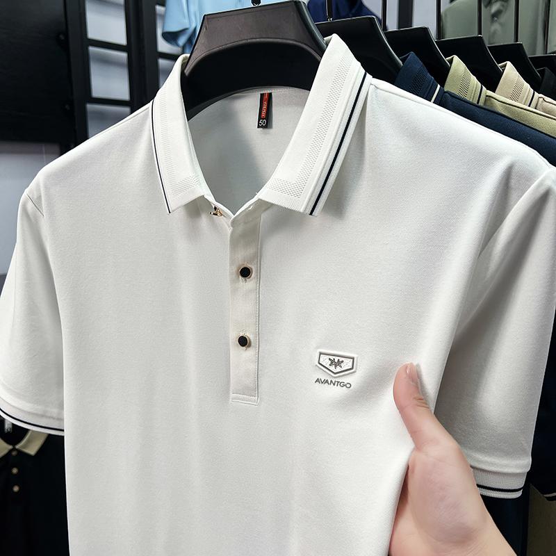 Light luxury brand men's short sleeve polo shirt summer new item high-end letter golf comfortable cotton casual business T-shirt