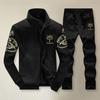 Men Autumn Winter Sports Suit Tracksuit Set Pocket Design Stand Collar Zipper Cardigan Drawstring Trousers Coat Set