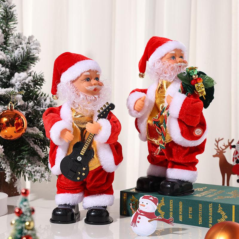 Electric Guitar-Playing Santa Ornament with Music and Dancing Hips