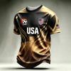 2026 Flame Football Badge USA‑themed Fan Women's Jersey, Multi‑color All‑print Breathable Loose Tee For Fan Support & Party Daily Outfit